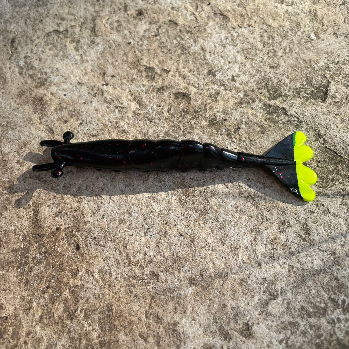 4" Finesse Shrimp Morning glory w/Chartreuse Tail